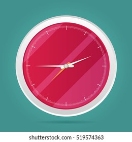 Vector picture of round analog clock face, watch.