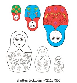 Vector picture with Russian dolls