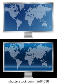 vector picture of screen with world map makes with points