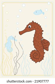 vector picture with seahorse