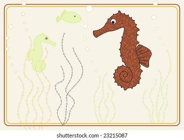 vector picture with seahorse