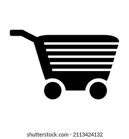 Vector, picture of shopping cart icon. Black line drawing. Online shopping. Self service basket