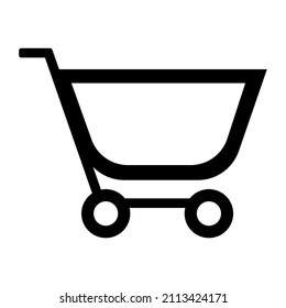 Vector, Picture Of Shopping Cart Icon. Black Line Drawing. Online Shopping. Self Service Basket