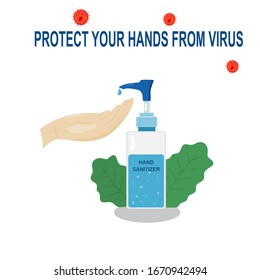Vector picture show should wash hands by hand gel sanitizer for protect your hands from virus . Hands gel sanitizer Background.Hand background.
