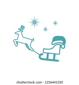 Vector picture sledge, stars, Santa's cap and deer.