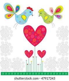 Vector picture spring birds