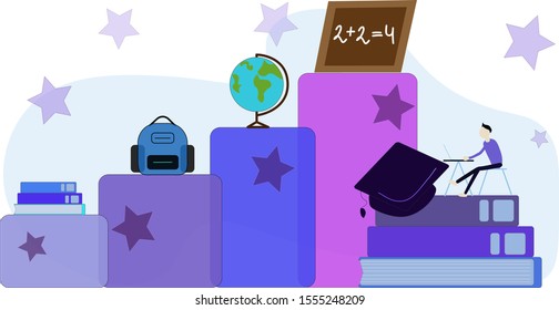 Vector picture study. School stages