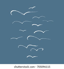 Vector picture, stylized birds. Label, poster, postcard, print for clothes and other, element for design.