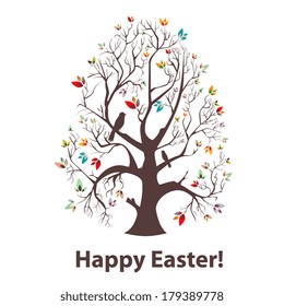 Vector picture with tree and multi colored leafs