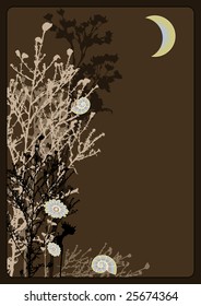 vector picture twigs at night