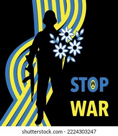 VECTOR PICTURE OF THE UKRAINIAN SOLDIER. STOP WAR