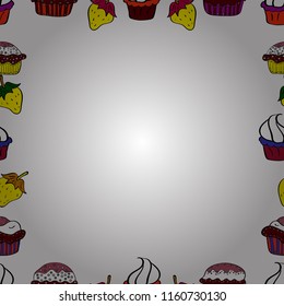 Vector. Picture in white, red and black colors. Doodles elements hand drawn frames. Seamless pattern.