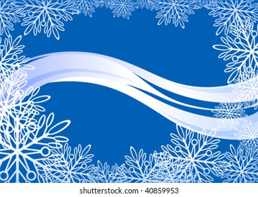 Imagem vetorial de flocos de neve brancos sobre um fundo azul