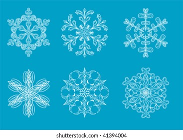 Imagen vectorial de copos de nieve blancos en un fondo verde