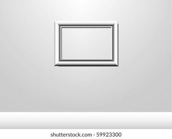 Vector picture of white wall with picture frame