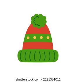 Vector picture of winter hat isolated on white background.