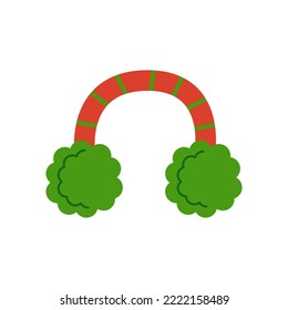 Vector picture of winter headphone isolated on white background.