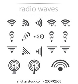 Vector picture of wireless and wi-fi for remote access and communication via radio waves.Set of isolated icons on white background with concept of communication ,receiving and transmitting information