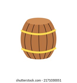 Vector picture of wooden barrel isolated on white background.