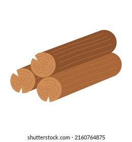 Imagen vectorial de troncos de madera sobre fondo blanco.