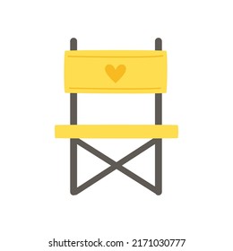 Vector Picture Of Yellow Camping Chair Isolated On White Background.