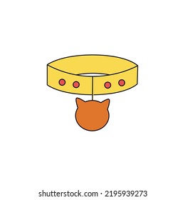 Vector picture of yellow cat collar isolated on white background.