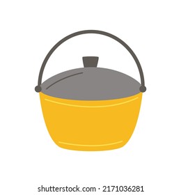 Vector picture of yellow cauldron isolated on white background.