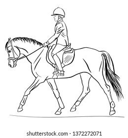 Vector picture of a young rider riding a sports pony