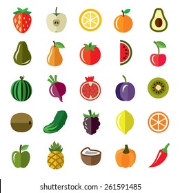 vector pictures of fruits and vegetables icons