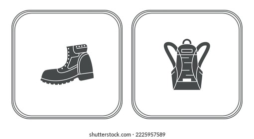 conjunto de imágenes vectoriales de 2 iconos de acampada al aire libre con fondo blanco