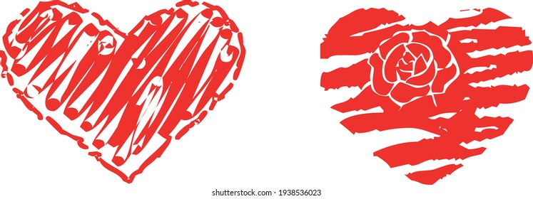 Vector pictures of two red hearts. Perfect for printing on T-shirts, posters, wall murals, mugs, glasses, sun loungers, banners, roll-ups and any other printing materials. Vector eps format.
