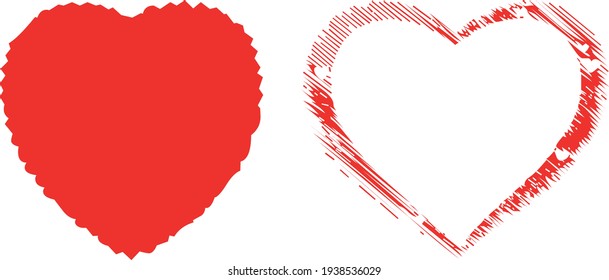 Imágenes vectoriales de dos corazones rojos. Perfecto para imprimir en camisetas, afiches, murales de pared, tazas, gafas, tumbonas, pancartas, rollos y cualquier otro material de impresión. Formato de vectores.
