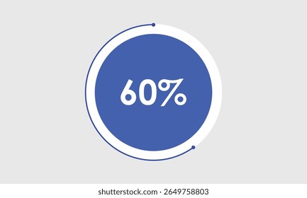 vector pie chart. 60% pie chart. 60 percent  graph chart. pie chart illustration. business graph