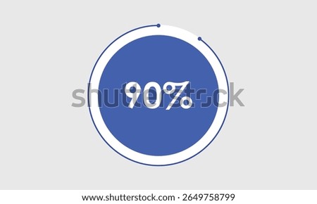 vector pie chart. 90% pie chart. 90 percent  graph chart. pie chart illustration. business graph
