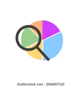 Vector Pie Chart Analyzing, Minimal Graphic Scheme Isolated on White Background, Work Estimation.