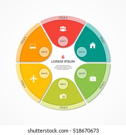 Vector pie chart circle infographic template with 6 options