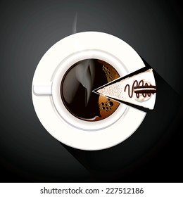 Vector of Pie chart of Coffee cup and Cake slices