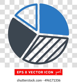 Vector Pie Chart EPS vector pictogram. Illustration style is flat iconic bicolor smooth blue symbol on a transparent background.