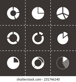 Vector pie chart icon set on black background