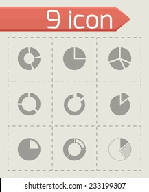 Vector pie chart icon set on grey background