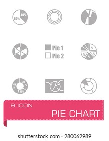 Vector Pie chart icon set on grey background