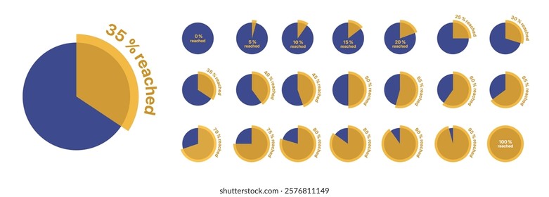 Vector pie chart infographic set. Circle diagram collection with sections or parts. Segmented circle icons for infographic, data analysis, UI or presentation.