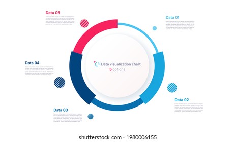 Vector pie chart infographic template in the form of pie chart divided by five parts.