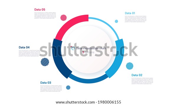 Vector pie chart infographic template in the\
form of pie chart divided by five\
parts.