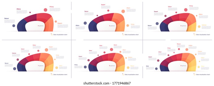 Vector pie chart infographic templates in the form of abstract shape.