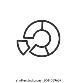 Vector pie chart line icon. Symbol in trendy outline style. Vector illustration isolated on a white background. 