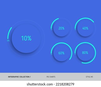 Vector pie chart. Set of circle percentage diagrams. Excellent infographic indicator for reports, magazine, websites and presentation. Vector illustration isolated on background.