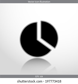 Vector pie chart web flat icon. Isolated on white.