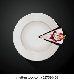 Vector Of Pie Chart Of White Plate And Cake Slices