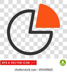 Vector Pie Charts EPS vector icon. Illustration style is flat iconic bicolor orange and gray symbol on a transparent background.